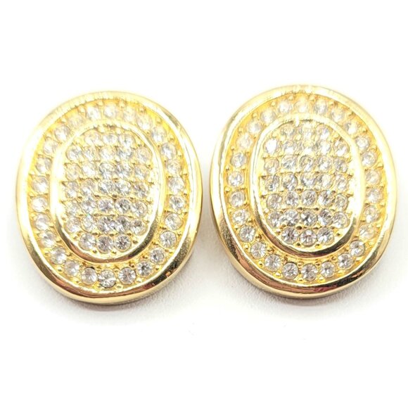 Christian Dior Goldtone Oval Pave Clip On Earrings - Picture 7 of 7